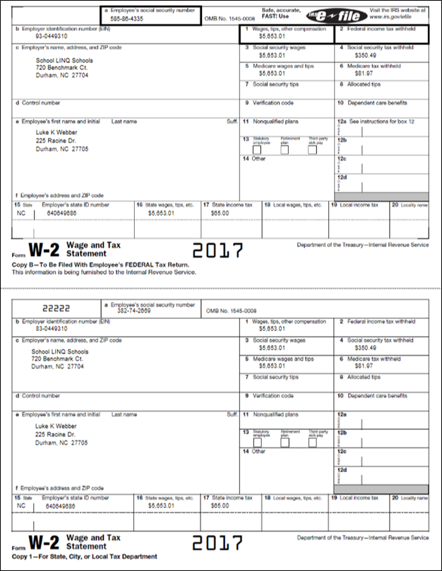 sample w2 report